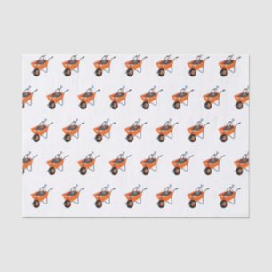 Leuke gelukkige oranje kruiwagen cartoon illustrat tissuepapier