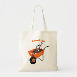 Leuke gelukkige oranje kruiwagen cartoon illustrat tote bag