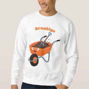 Leuke gelukkige oranje kruiwagen cartoon illustrat trui