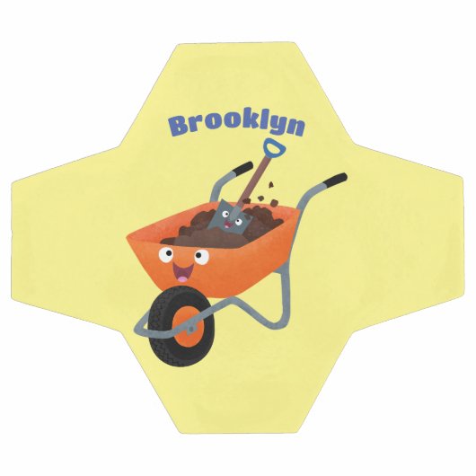 Leuke gelukkige oranje kruiwagen cartoon illustrat voetbal (Enkel)