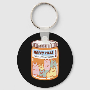 Leuke Gelukkige Pillen Kat Leuke Geestelijke Gezon Sleutelhanger