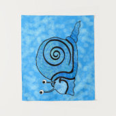 Leuke gelukkige slak met helderblauwe schaal wandkleed (Voorkant)