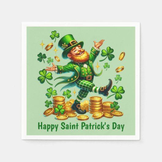 Leuke Gelukkige St. Patrick's Day Kabouter  Servet (Voorkant)