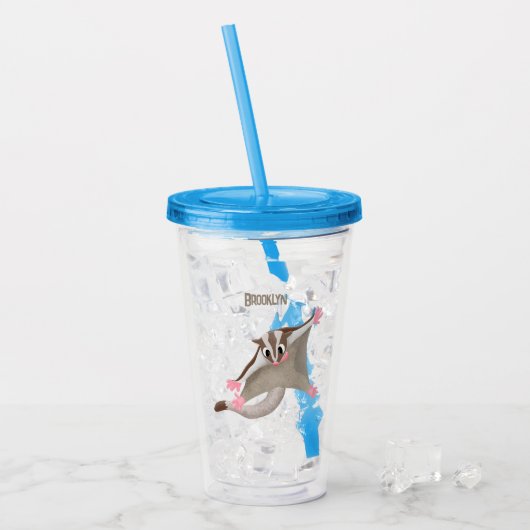 Leuke gelukkige suikerzweefvliegtuig cartoon illus acryl drinkbeker (Voorkant ijs)