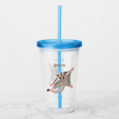 Leuke gelukkige suikerzweefvliegtuig cartoon illus acryl drinkbeker (Voorkant)