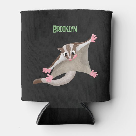 Leuke gelukkige suikerzweefvliegtuig cartoon illus blikjeskoeler (Voorkant)