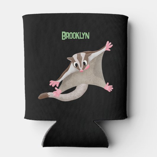 Leuke gelukkige suikerzweefvliegtuig cartoon illus blikjeskoeler (Achterkant)