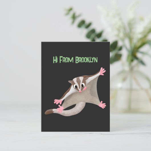 Leuke gelukkige suikerzweefvliegtuig cartoon illus briefkaart (Staand voorkant)