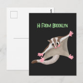 Leuke gelukkige suikerzweefvliegtuig cartoon illus briefkaart (Voorkant / Achterkant)