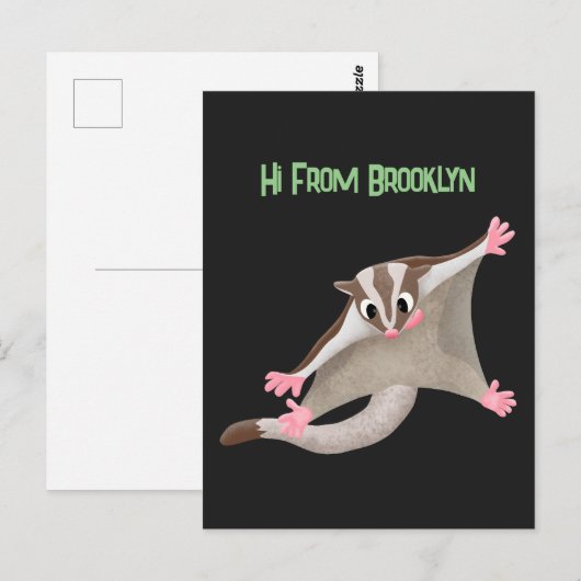 Leuke gelukkige suikerzweefvliegtuig cartoon illus briefkaart (Voorkant / Achterkant)