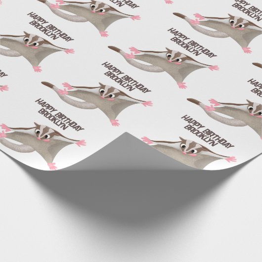 Leuke gelukkige suikerzweefvliegtuig cartoon illus cadeaupapier (Hoek)