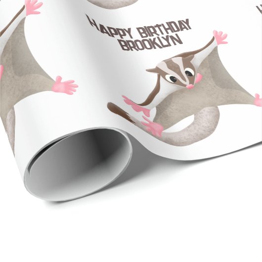 Leuke gelukkige suikerzweefvliegtuig cartoon illus cadeaupapier (Rol Hoek)