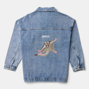 Leuke gelukkige suikerzweefvliegtuig cartoon illus denim jacket