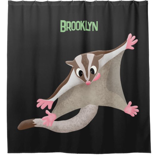 Leuke gelukkige suikerzweefvliegtuig cartoon illus douchegordijn (Voorkant)