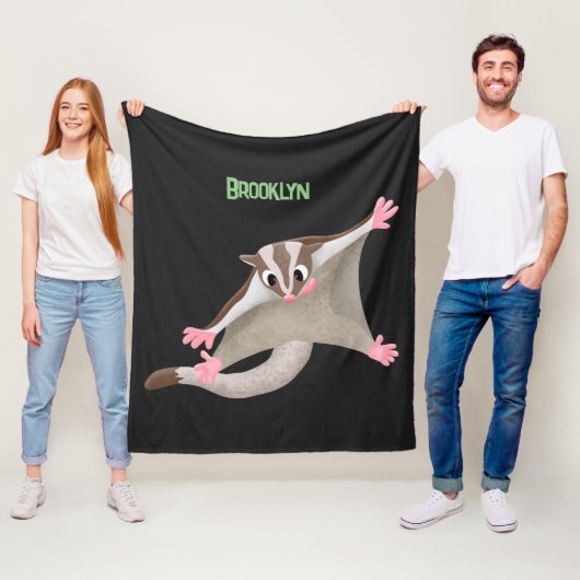 Leuke gelukkige suikerzweefvliegtuig cartoon illus fleece deken (In situ)