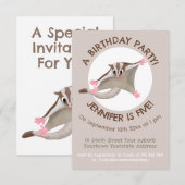 Leuke gelukkige suikerzweefvliegtuig cartoon illus kaart (Voorkant / Achterkant)