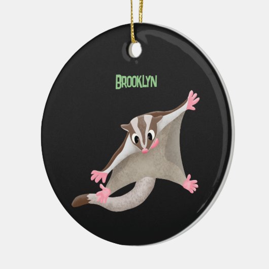 Leuke gelukkige suikerzweefvliegtuig cartoon illus keramisch ornament (Links)