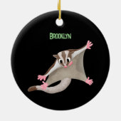 Leuke gelukkige suikerzweefvliegtuig cartoon illus keramisch ornament (Achterkant)