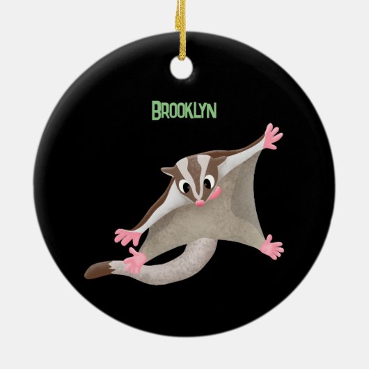 Leuke gelukkige suikerzweefvliegtuig cartoon illus keramisch ornament (Achterkant)