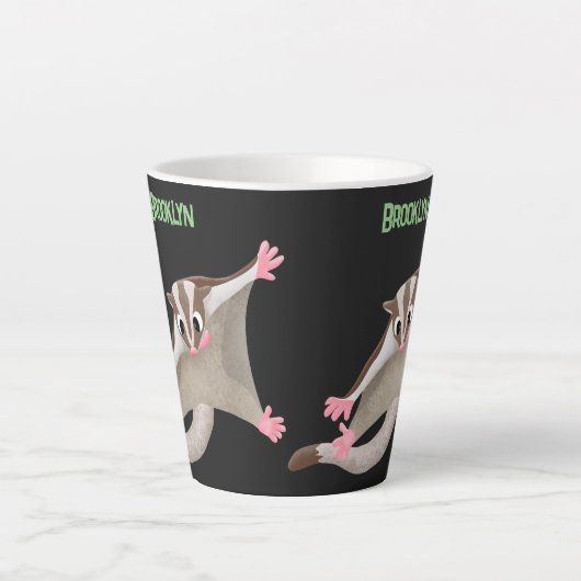 Leuke gelukkige suikerzweefvliegtuig cartoon illus latte mok (Voorkant)