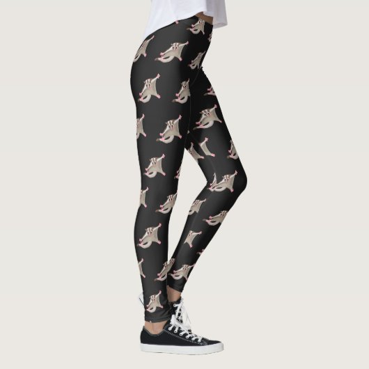Leuke gelukkige suikerzweefvliegtuig cartoon illus leggings (Rechts)