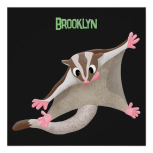 Leuke gelukkige suikerzweefvliegtuig cartoon illus perfect poster