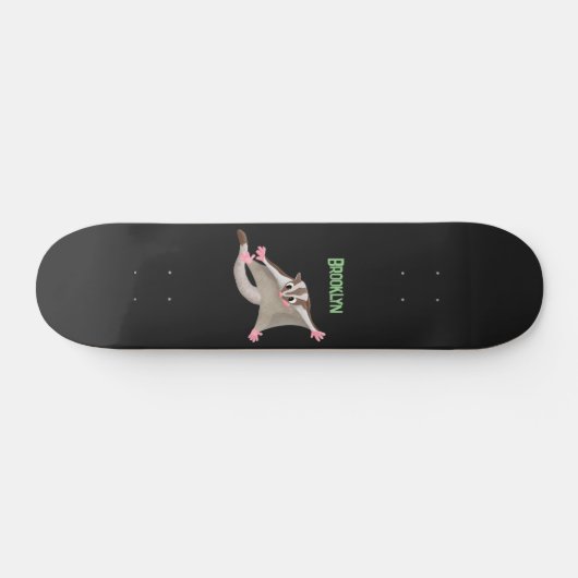 Leuke gelukkige suikerzweefvliegtuig cartoon illus persoonlijk skateboard (Horizontaal)