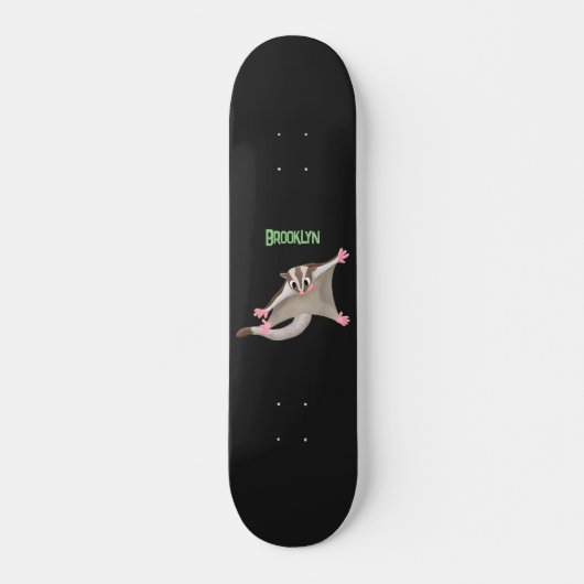 Leuke gelukkige suikerzweefvliegtuig cartoon illus persoonlijk skateboard (Voorkant)