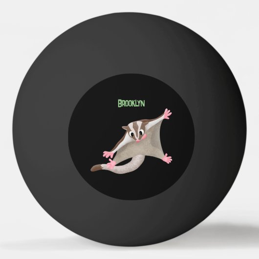 Leuke gelukkige suikerzweefvliegtuig cartoon illus pingpongbal (Achterkant)