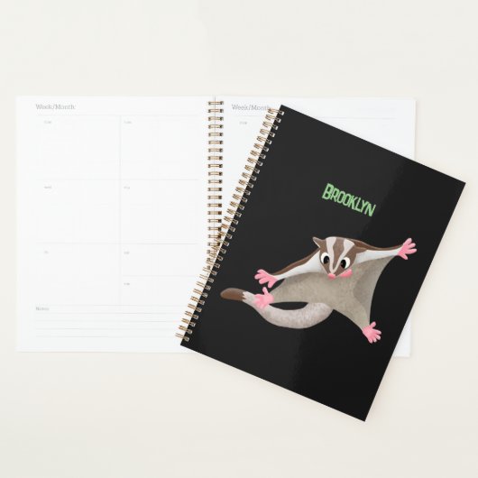 Leuke gelukkige suikerzweefvliegtuig cartoon illus planner (Display)