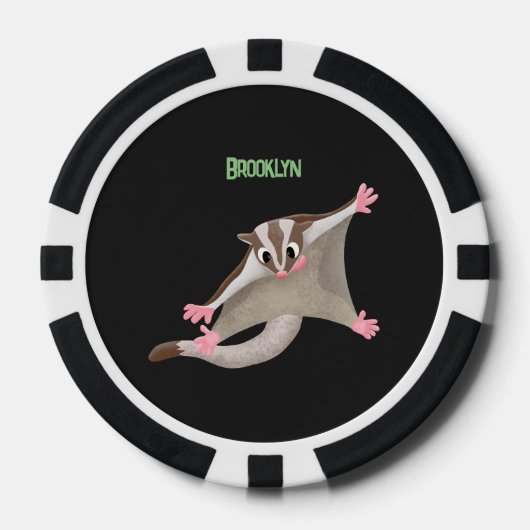 Leuke gelukkige suikerzweefvliegtuig cartoon illus poker chips (Voorkant)