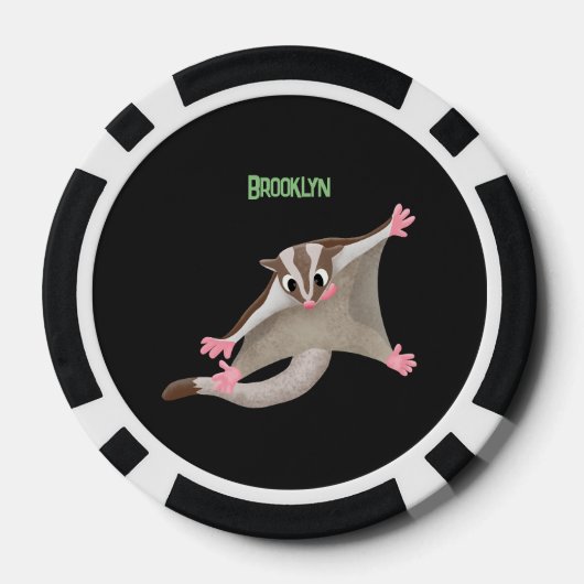 Leuke gelukkige suikerzweefvliegtuig cartoon illus poker chips (Achterkant)