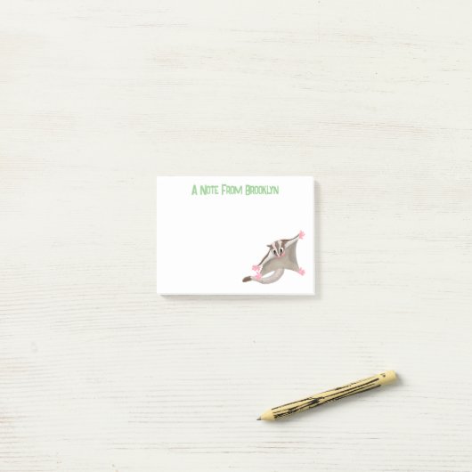 Leuke gelukkige suikerzweefvliegtuig cartoon illus post-it® notes (Op bureau)