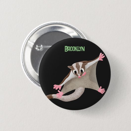 Leuke gelukkige suikerzweefvliegtuig cartoon illus ronde button 5,7 cm (Voorkant /achterkant)