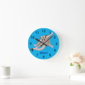 Leuke gelukkige suikerzweefvliegtuig cartoon illus ronde klok (Huis)