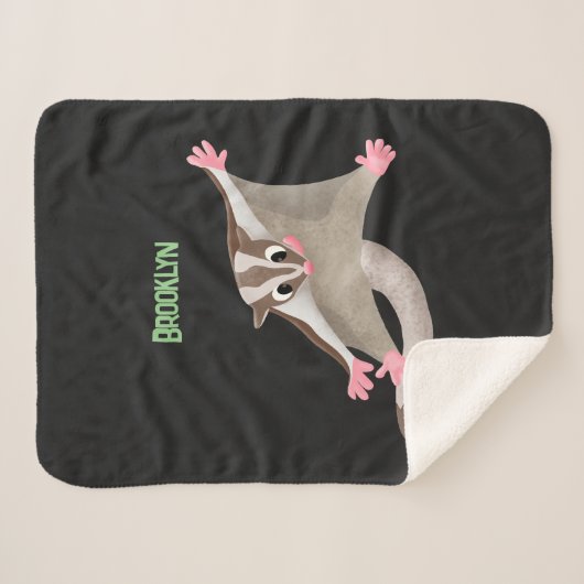 Leuke gelukkige suikerzweefvliegtuig cartoon illus sherpa deken (Voorkant (horizontaal))