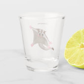 Leuke gelukkige suikerzweefvliegtuig cartoon illus shot glas (Achterkant)