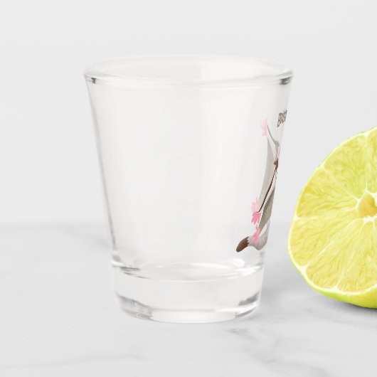 Leuke gelukkige suikerzweefvliegtuig cartoon illus shot glas (Links)