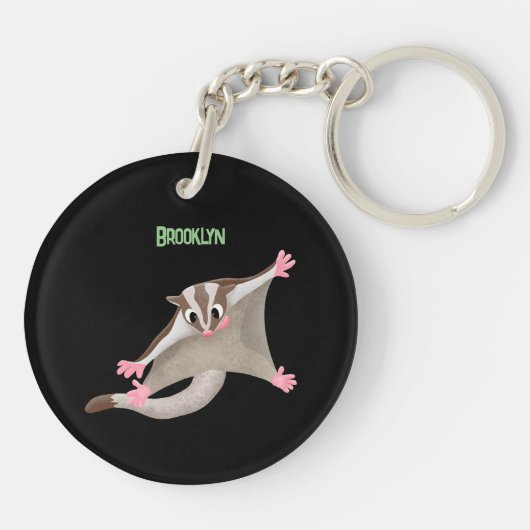 Leuke gelukkige suikerzweefvliegtuig cartoon illus sleutelhanger (Achterkant)