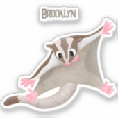 Leuke gelukkige suikerzweefvliegtuig cartoon illus sticker (Voorkant)