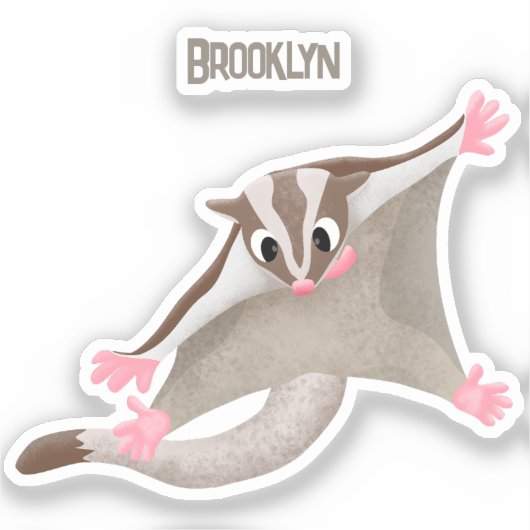 Leuke gelukkige suikerzweefvliegtuig cartoon illus sticker (Voorkant)