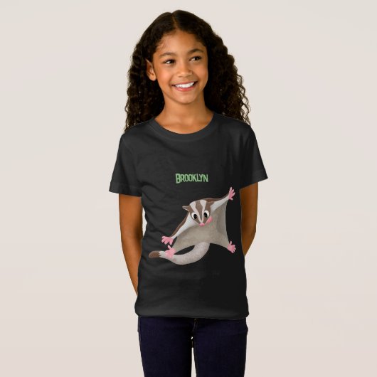 Leuke gelukkige suikerzweefvliegtuig cartoon illus t-shirt (Voorkant volledig)