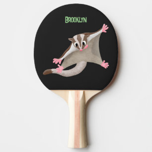 Leuke gelukkige suikerzweefvliegtuig cartoon illus tafeltennisbatje