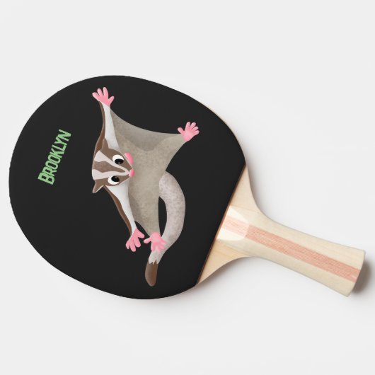 Leuke gelukkige suikerzweefvliegtuig cartoon illus tafeltennisbatje (Zijkant)