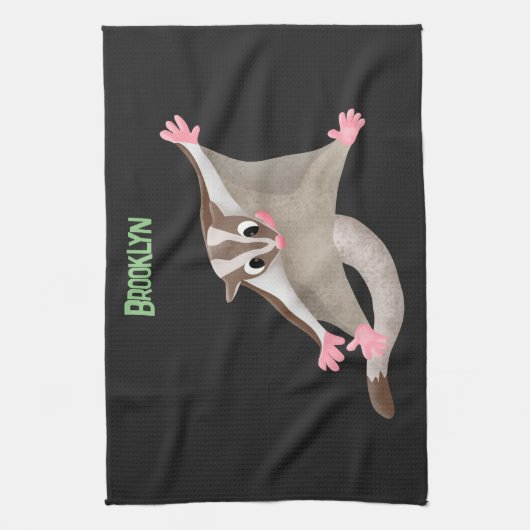 Leuke gelukkige suikerzweefvliegtuig cartoon illus theedoek (Verticaal)