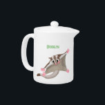 Leuke gelukkige suikerzweefvliegtuig cartoon illus theepot<br><div class="desc">Dit vrolijke,  schattige suikerzweefvliegtuig is 's nachts actief. Getrokken in leuke cartoon kinder illustratiestijl.</div>