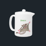 Leuke gelukkige suikerzweefvliegtuig cartoon illus theepot<br><div class="desc">Dit vrolijke,  schattige suikerzweefvliegtuig is 's nachts actief. Getrokken in leuke cartoon kinder illustratiestijl.</div>