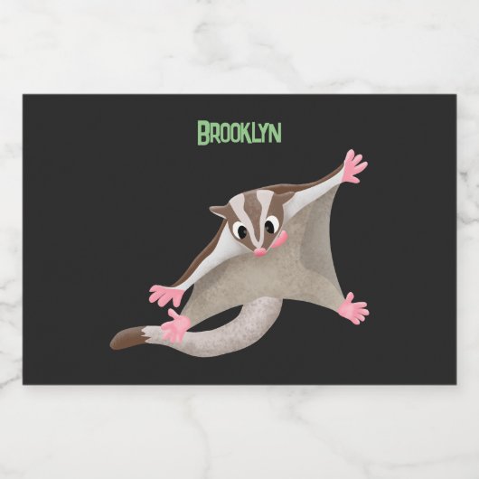 Leuke gelukkige suikerzweefvliegtuig cartoon illus voedselcontainer etiket (Enkel label)