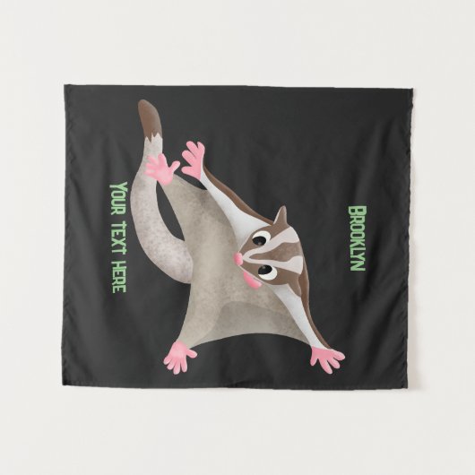 Leuke gelukkige suikerzweefvliegtuig cartoon illus wandkleed (Voorkant (horizontaal))