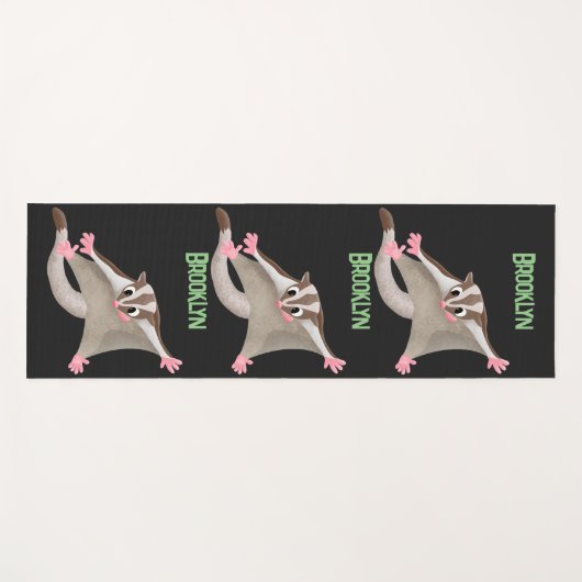 Leuke gelukkige suikerzweefvliegtuig cartoon illus yogamat (Voorkant (horizontaal))